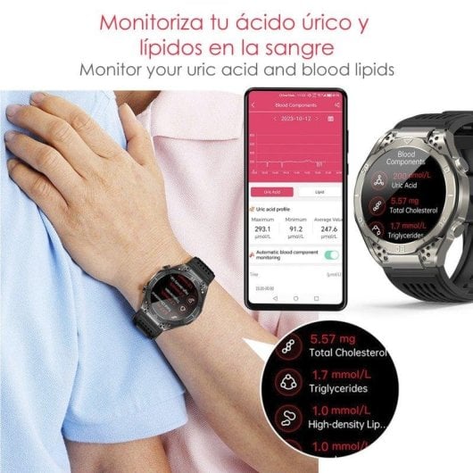 Dam Electronics JA01 Bluetooth NFC 1,43" AMOLED Noir IP67 ECG SpO2 Moniteur de Lipides