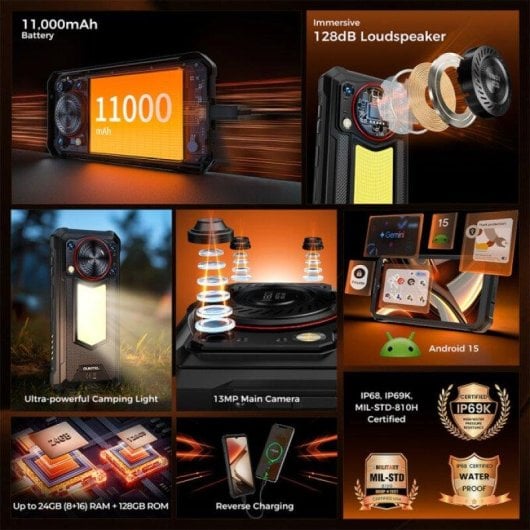 Oukitel WP53 8GB 128GB 6.52" 4G Dual SIM NFC 11000mAh 18W Fingerabdruck Android 15 Schwarz