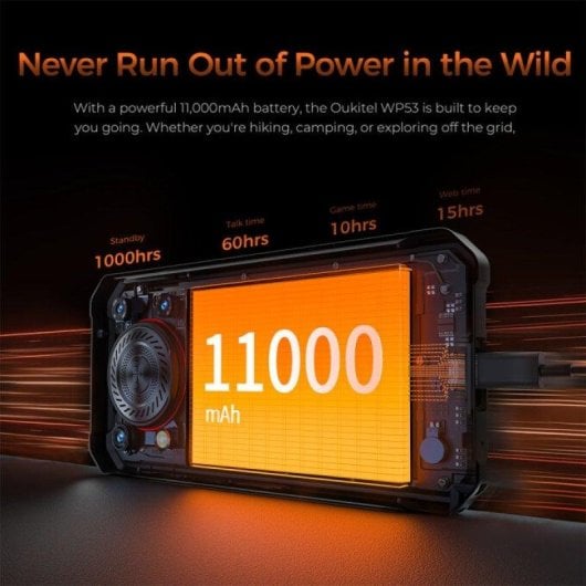 Oukitel WP53 8GB 128GB 6.52" 4G Dual SIM NFC 11000mAh 18W Fingerabdruck Android 15 Schwarz