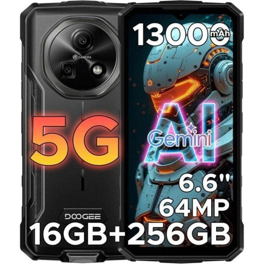 Doogee Fire 7 16GB 256GB 6.6" IPS 90Hz 5G Dual SIM 13000mAh NFC IP69K Android 15 Schwarz