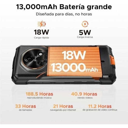 Doogee Fire 7 16GB 256GB 6.6" IPS 90Hz 5G Dual SIM 13000mAh NFC IP69K Android 15 Schwarz