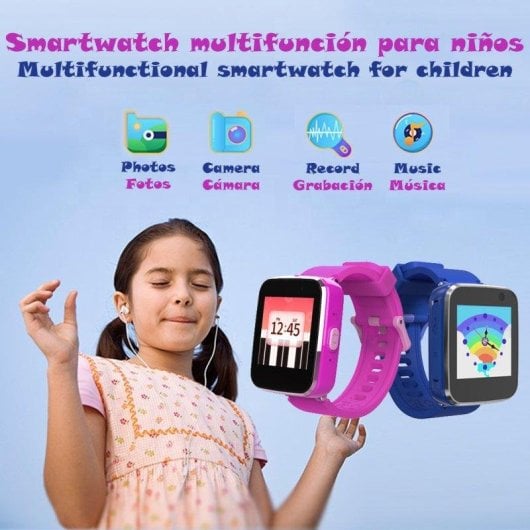 Dam Electronics CT5 Bluetooth 1.54" IPS Bleu Montre Connectée Enfant Écran Tactile Jeux Caméra