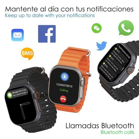 Dam Electronics S9 Bluetooth 1,85" Negro Pack 2 Smartwatch y 2 Auriculares TWS IP67 SpO2 ECG