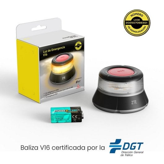 Baliza de emergencia ZTE E1 V16 Homologada DGT Geolocalizada Base Magnética Ámbar
