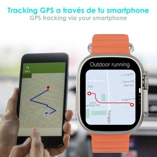 Montre Connectée Dam Electronics DT8 Ultra Bluetooth 49mm IPS Gris Correa Sea Band IP67 SpO2 Pulsomètre Sommeil