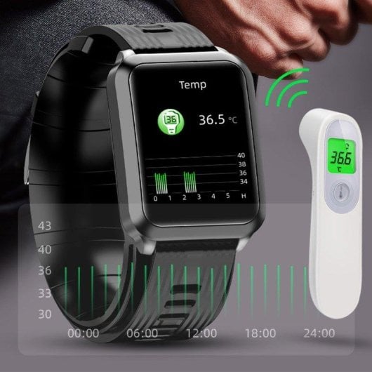 Dam Electronics P60 Bluetooth 1,65" IP65 Noir Test Tension Artérielle Bracelet Air SpO2