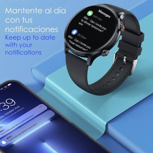 Dam Electronics QS40 Bluetooth 1.39" TFT 44mm Preto IP67 SpO2 Cardíaco Sono Chamada