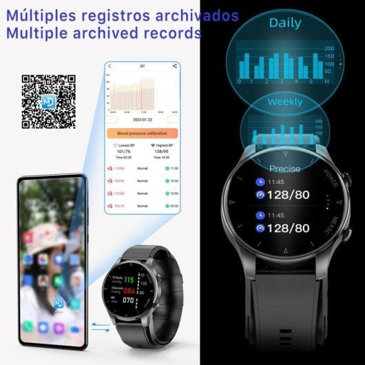 Dam Electronics P50 Bluetooth 1.3" Écran Couleur Noir Étanchéité IP65 Tensiomètre SpO2 Thermomètre