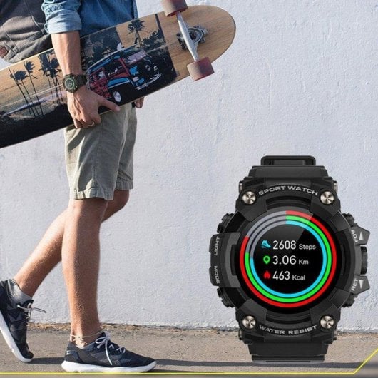 Dam Electronics T6 Bluetooth 44mm LCD Preto IP68 Pulsómetro SpO2 Monitor de Sono 7 dias