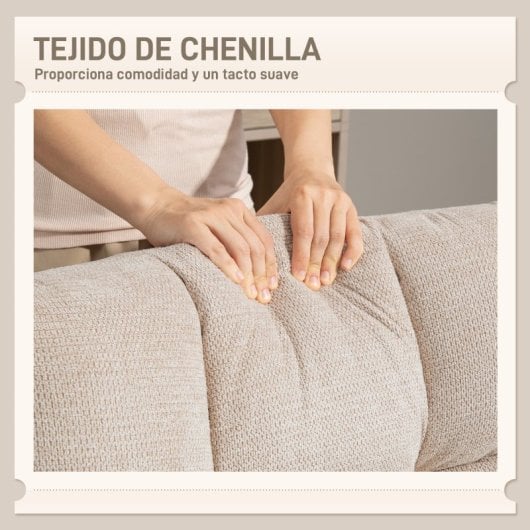 Homcom Poltrona Moderna de Sala com Estofo Chenille e Base Cruz Aço Creme