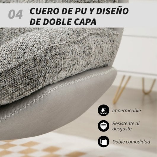 Homcom Butaca De Salón Moderna Tapizado En Chenilla Y Cuero Pu Base Cruz Gris