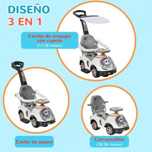 Aiyaplay Correpasillos 3 En 1 Para Niños 12-36 Meses Diseño De Robot Blanco