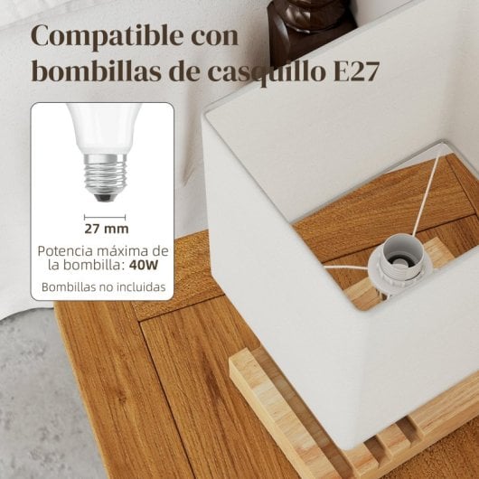 Homcom Lámpara De Mesa Con Puertos Usb-a/c Tres Ranuras Para Teléfonos Blanco