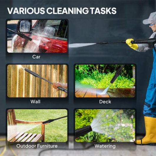 Outsunny Hidrolimpiadora De Alta Presión 1800w Caudal 420 L/h Presión 150 Bar