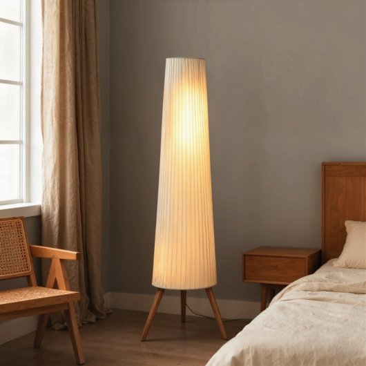 Homcom Lámpara De Pie Con Trípode Brillo Ajustable 3 Niveles Blanco