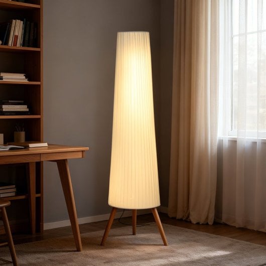 Homcom Lámpara De Pie Con Trípode Brillo Ajustable 3 Niveles Blanco