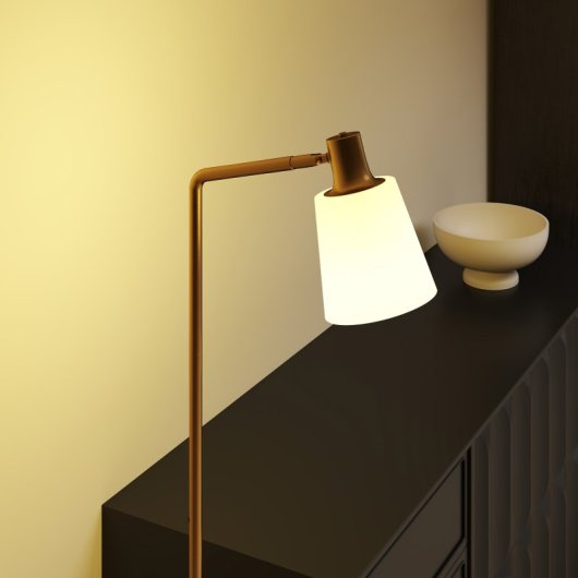 Homcom Lámpara De Pie Led Regulable 3 Temperaturas De Color Blanco Y Dorado