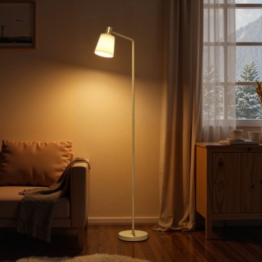 Homcom Lámpara De Pie Led Regulable 3 Temperaturas De Color Blanco Y Dorado
