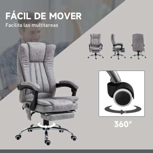 Vinsetto Silla De Masaje Reclinable Con 6 Puntos De Masaje Gris