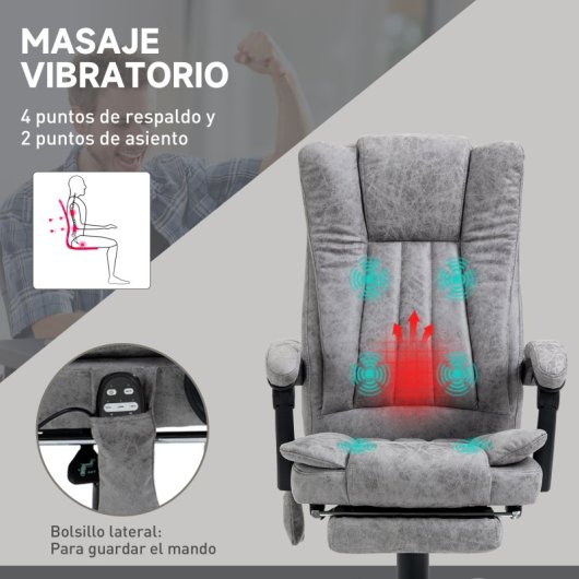 Vinsetto Silla De Masaje Reclinable Con 6 Puntos De Masaje Gris