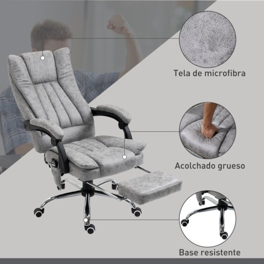 Vinsetto Silla De Masaje Reclinable Con 6 Puntos De Masaje Gris