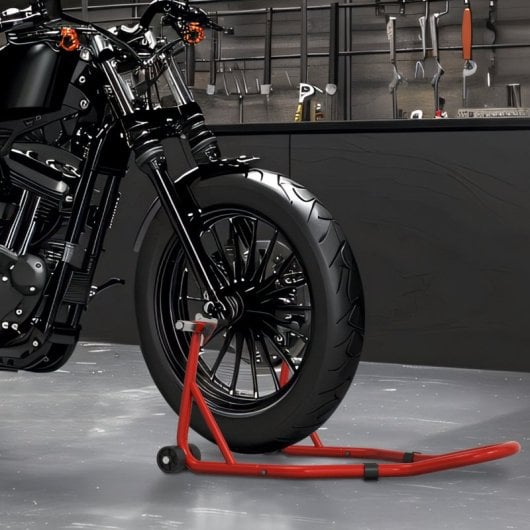 Homcom Cavalete de Mota Suporte Dianteiro Universal para Rodas 10", 17", 18" Vermelho