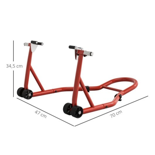 Homcom Cavalete de Mota Suporte Dianteiro Universal para Rodas 10", 17", 18" Vermelho