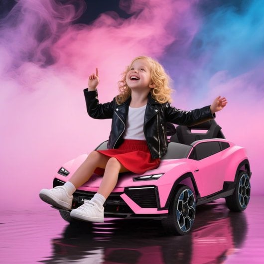 Aiyaplay Coche Eléctrico Para Niños De +3 Años Lamborghini Batería 12v Rosa