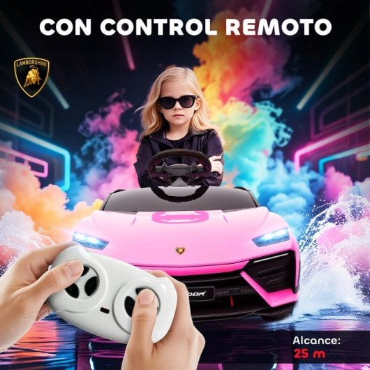 Aiyaplay Coche Eléctrico Para Niños De +3 Años Lamborghini Batería 12v Rosa