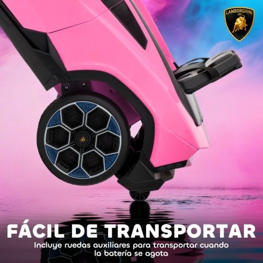 Aiyaplay Coche Eléctrico Para Niños De +3 Años Lamborghini Batería 12v Rosa