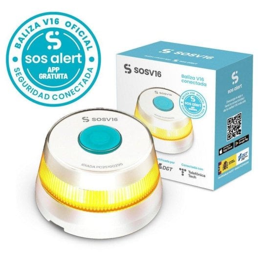 Baliza SOSV16 GPS Conectada LED Homologada DGT Visibilidad 1km Conectividad 12 Años Blanca