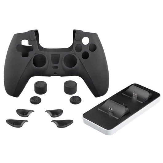 Indeca Controller PREMIUM PACK Ladestation für PS5 Controller Schwarz