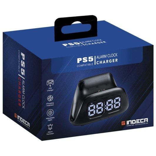 Indeca Base de Carga com Relógio Despertador e RGB para PS5 DualSense / DualSense Edge
