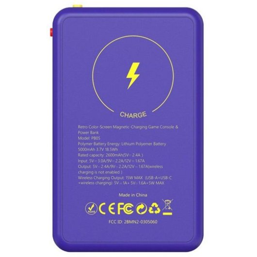 Indeca Retro Console Retro com 256 Jogos Integrados e Power Bank 5000mAh Branca