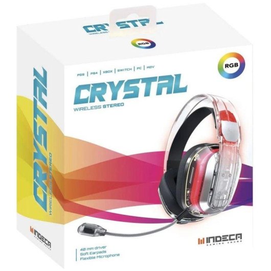 Auriculares Indeca CRYSTAL inalámbricos 2.4 GHz Bluetooth Gaming multiplateforme avec micro noir