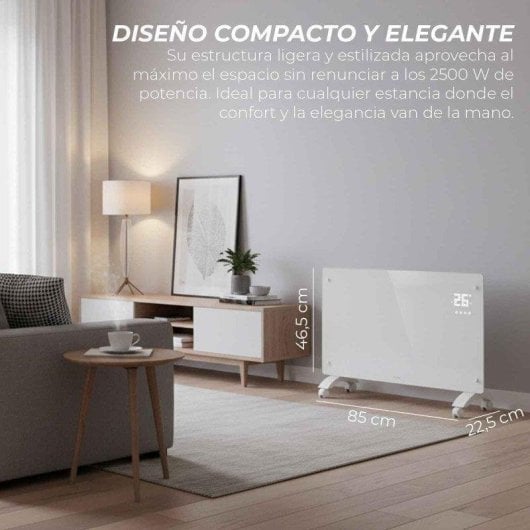 Radiador Eléctrico YOEVU Glass Panel 2500W grande con control táctil y temporizador