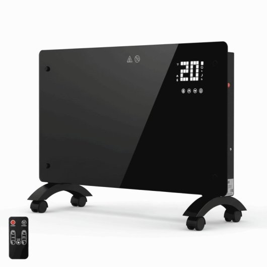 Radiador Eléctrico YOEVU Glass Panel 2500W grande con control táctil LED y mando a distancia