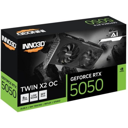Inno3d GeForce RTX 5050 TWIN X2 OC 8GB GDDR6 Placa Gráfica com Reflex 2, RTX AI e DLSS4