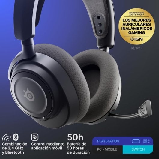 Auriculaires Steelseries Arctis Nova 7P Gen 2 sans fil Bluetooth 5.3 Gaming avec Réduction de Bruit Noir