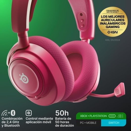 Casque Steelseries Arctis Nova 7X Gen 2 Sans Fil Bluetooth et 2,4 GHz Gaming Blanc Magenta