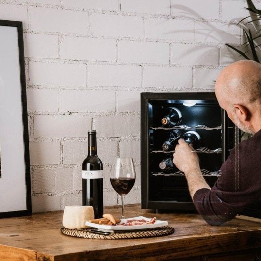 Vinoteca Taurus Chanson 12 botellas Termoeléctrica Control Digital Negro