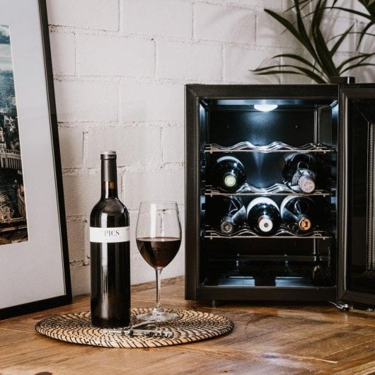 Vinoteca Taurus Chanson 12 botellas Termoeléctrica Control Digital Negro