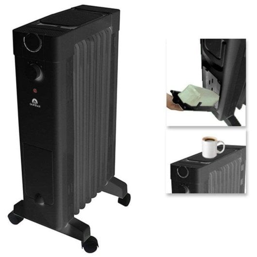 Radiador a Óleo Glaziar Santorini 7 1500W 7 Elementos Humidificador Bandeja Alimentos