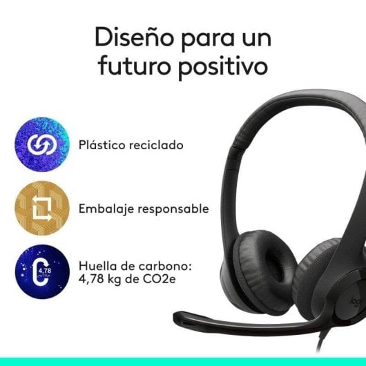 Logitech H390 Auriculares Estéreo con Micrófono con Supresión de Ruido USB-C + Brio 100 Webcam FullHD