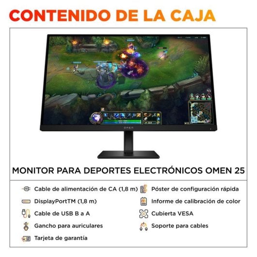 Monitor HP OMEN 25 24,5" FHD 360Hz 1ms IPS DisplayHDR400 G?Sync RGB Altura Ajustable Gamer Pro