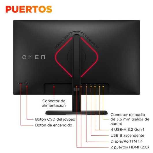 Monitor HP OMEN 25 24,5" FHD 360Hz 1ms IPS DisplayHDR400 G?Sync RGB Altura Ajustable Gamer Pro