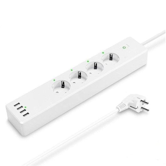 Multiprise Muvit Io 4 Prises Intelligente Wi-Fi 4 USB Contrôle Vocal 1,8 m