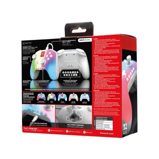 PowerA Advantage Manette filaire pour Nintendo Switch 2 avec Lumectra - Blanc