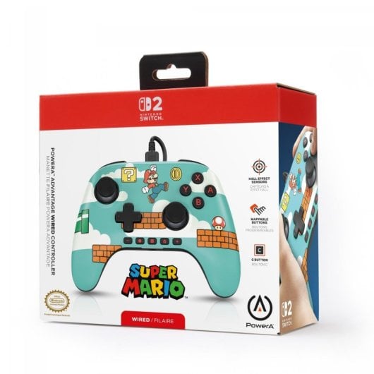 Manette filaire PowerA Advantage pour Nintendo Switch 2 - Mario Time vert