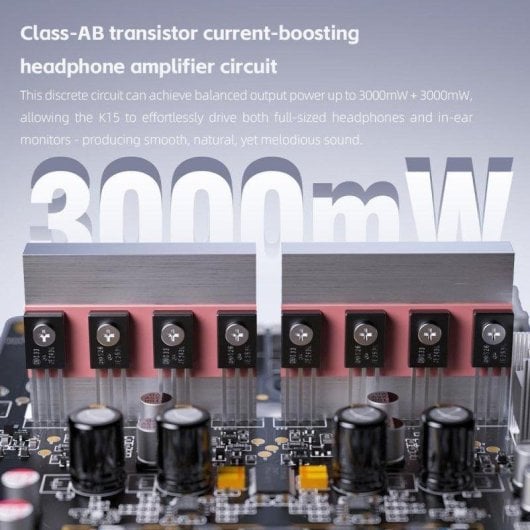 FiiO K15 DAC Amplificateur de bureau HiFi Double AKM4497S Classe AB 3000mW x2 Écran 3,93" Noir